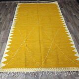 Moroccan kilim rug, yellow, handmade, 150/250cm.
