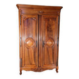 Large Louis XV period wardrobe in solid walnut