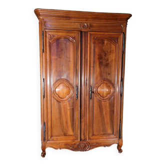 Large Louis XV period wardrobe in solid walnut