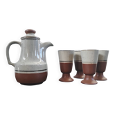 Vintage ceramic set – Jug & 4 footed glasses 70s - Korea