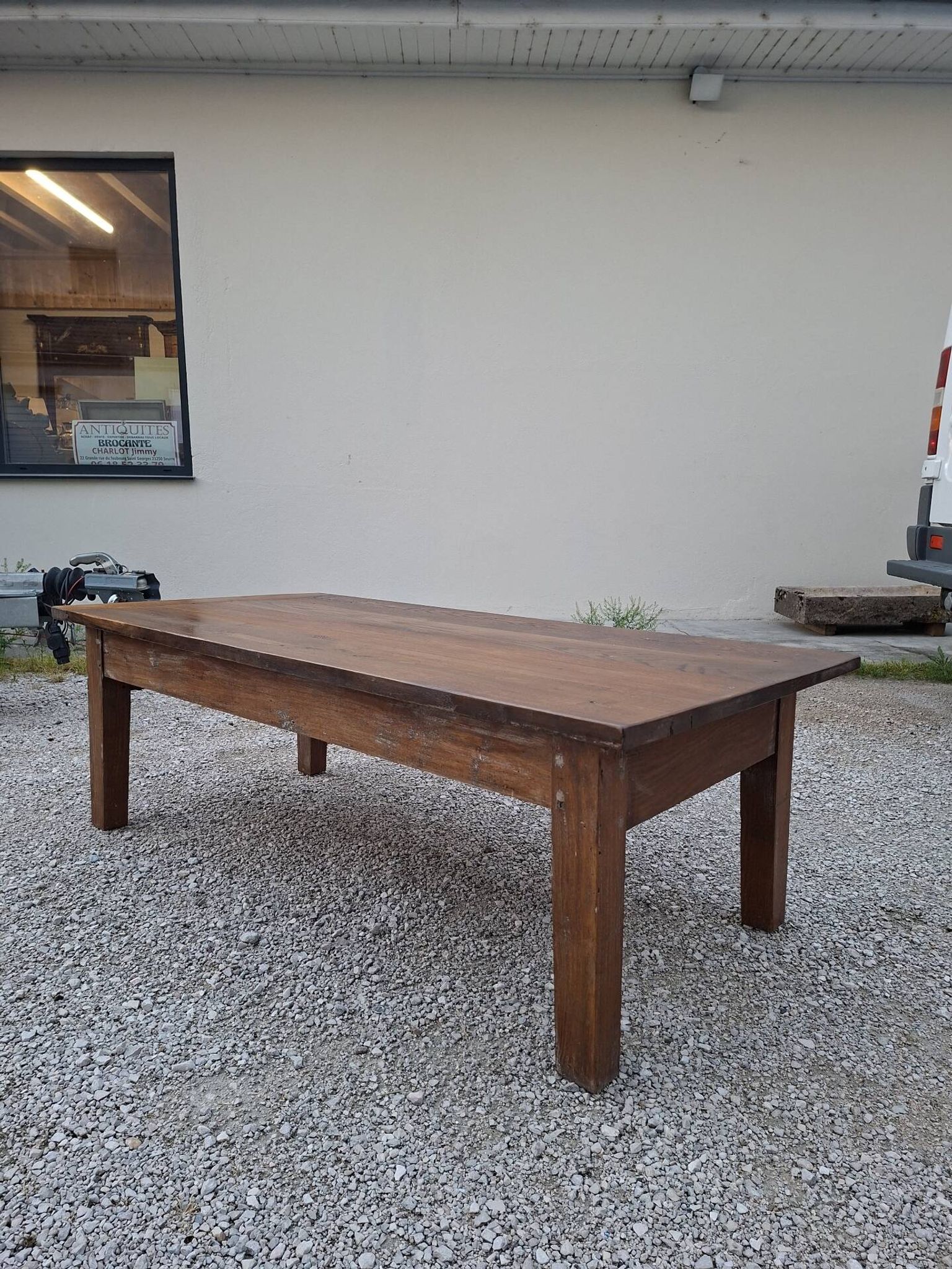 Table basse de ferme rustique ancienne un tiroir -1m42