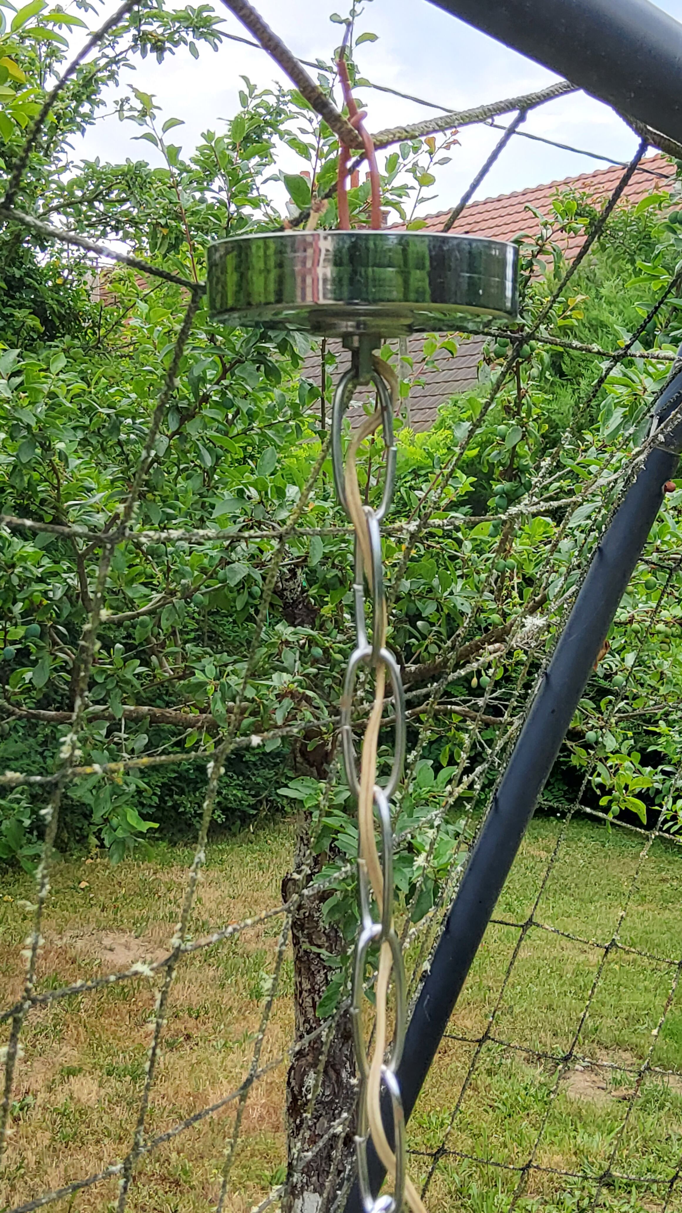 Design chandelier of the 70s in chromed metal