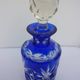 Set of 3 crystal bottles cut cobalt blue and transparent St Louis, Baccarat