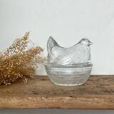 Vintage glass Hen sugar bowl