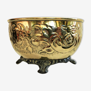 Artisanal pot cover copper brass gilded repelled Morocco