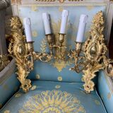 Pair of gilded bronze wall sconces