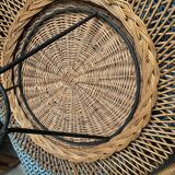 Rattan coffee table with black metal base