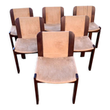 Series of 6 70s Scandinavian style chairs