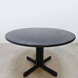 Midcentury 'T-shape' black oak extendable dining set vintage