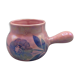 Poêlon rose iridescent, décor fleur bleue