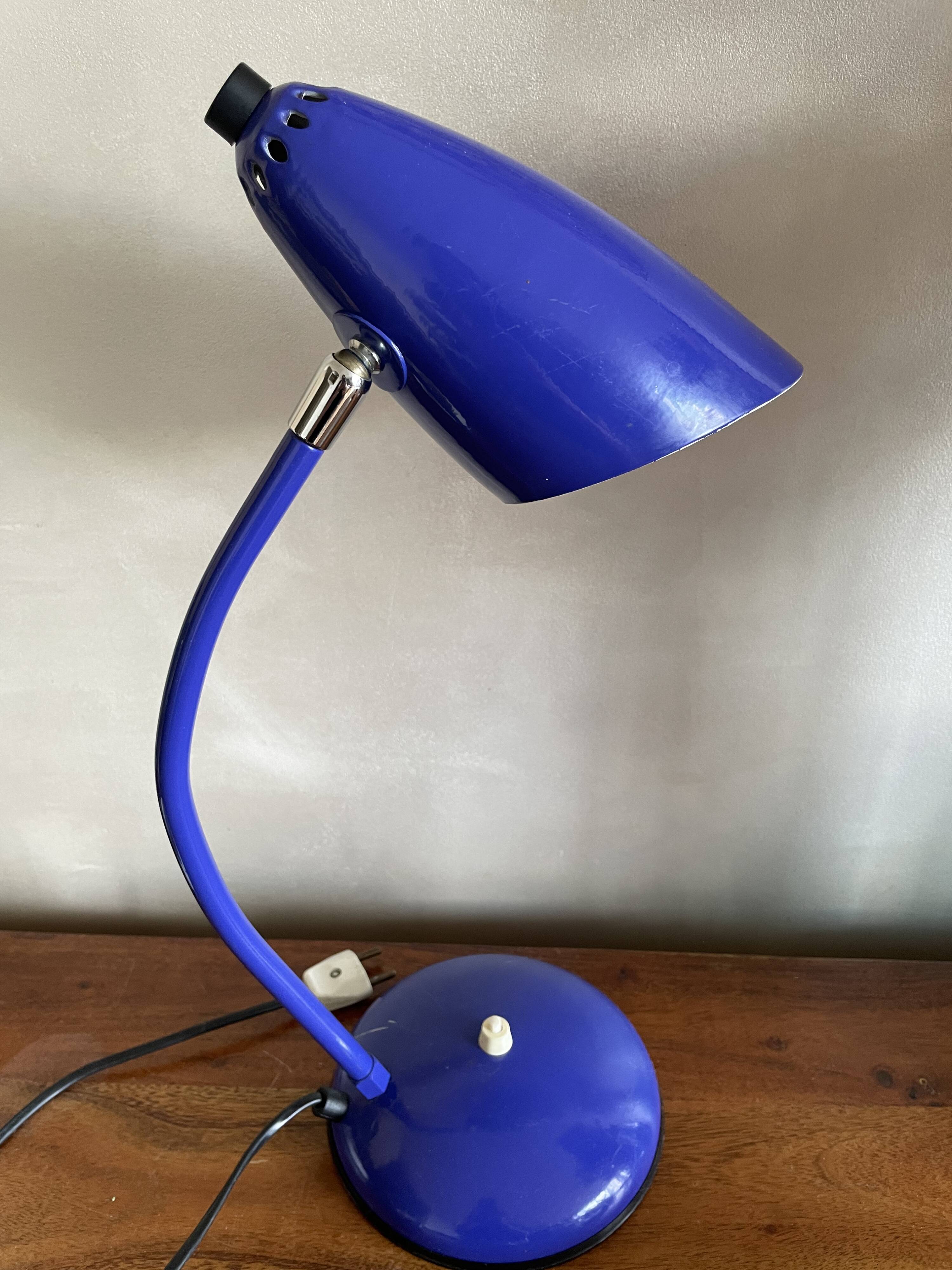 Vintage blue iron lamp
