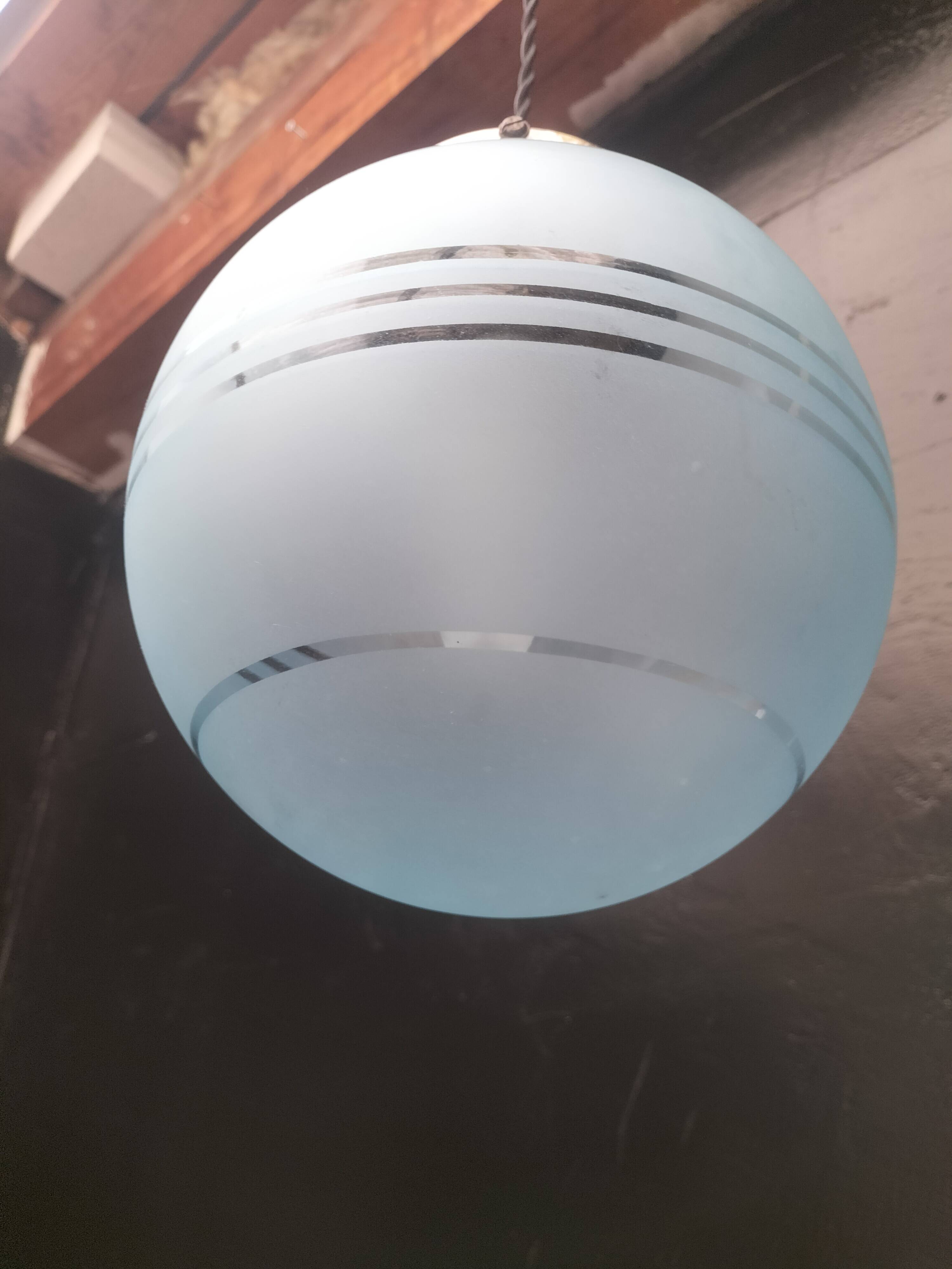 Blue glass ball pendant light