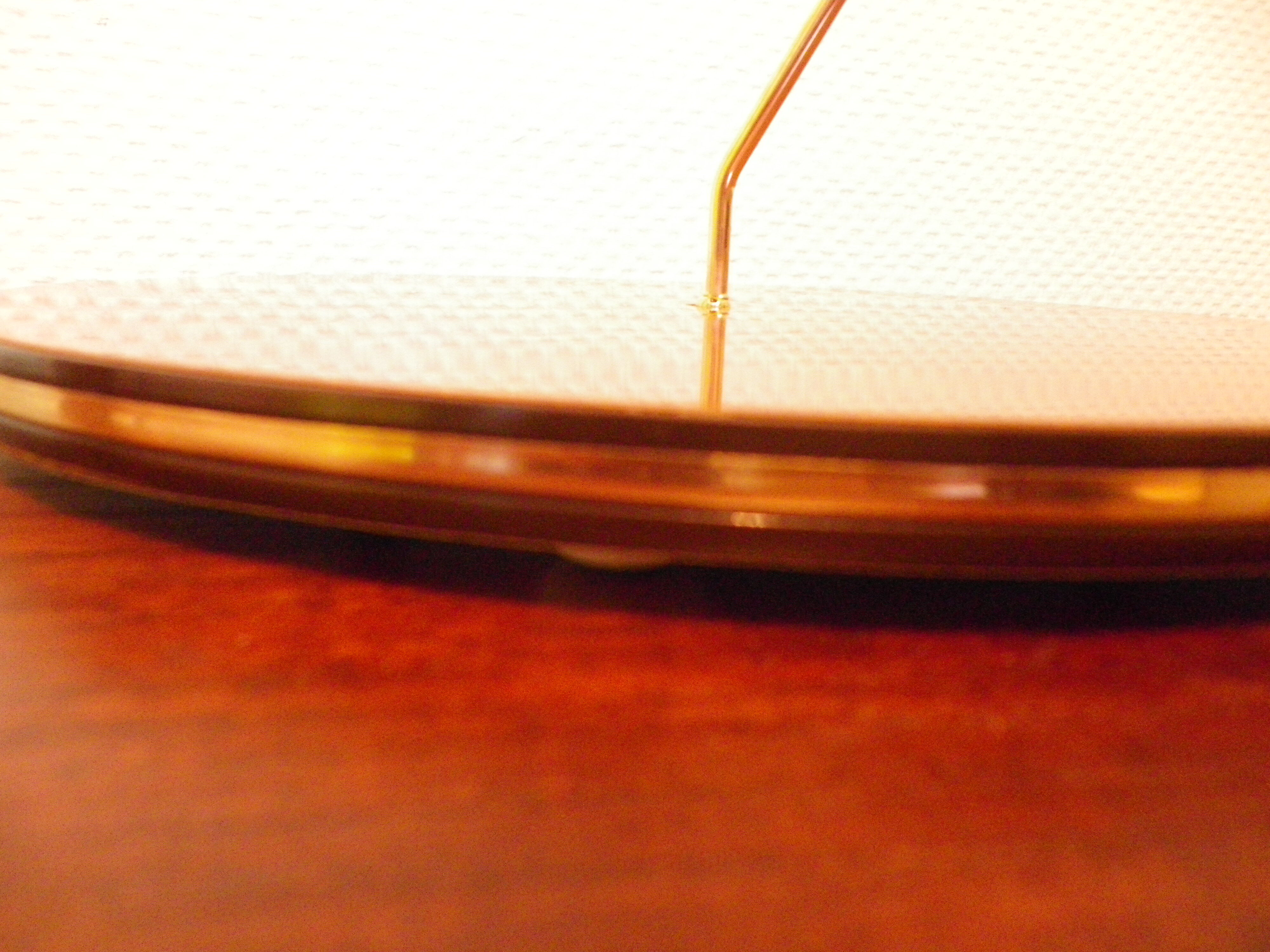 Serving dish, cheese platter in formica and golden metal