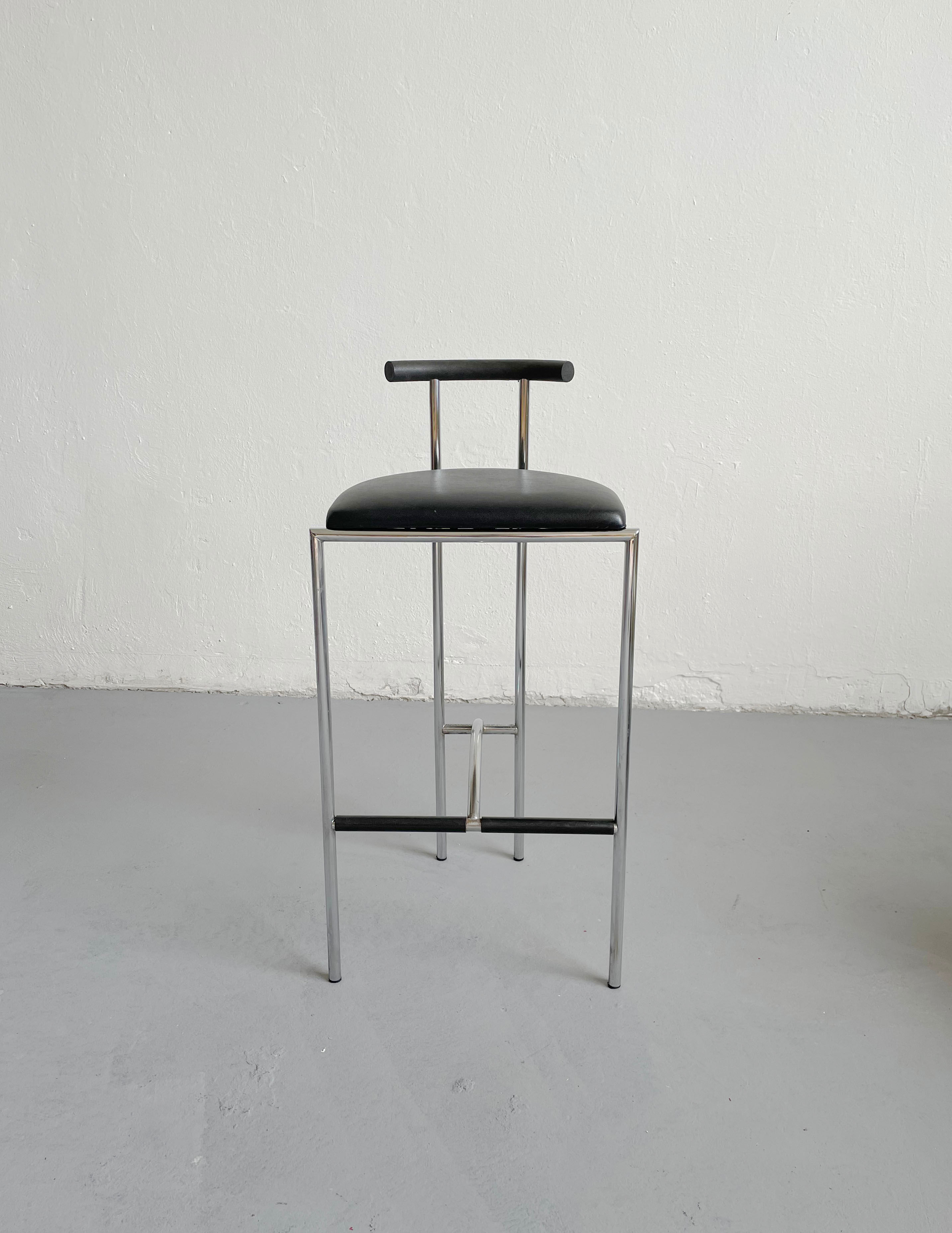 Italian Postmodern Black Tokyo Stool by Rodney Kinsman for Bieffeplast, 1985