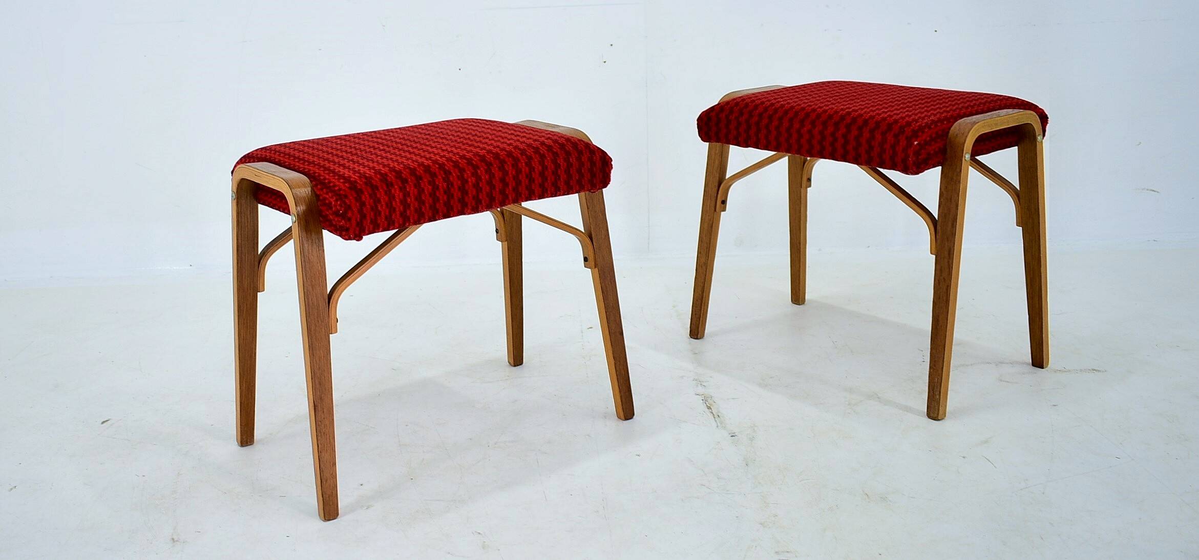 1960s Ludvik Volak beech stools by Drevopodnik Holesov, Czechoslovakia