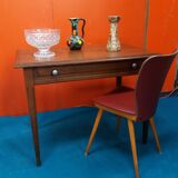 1950s waxed oak drawer table