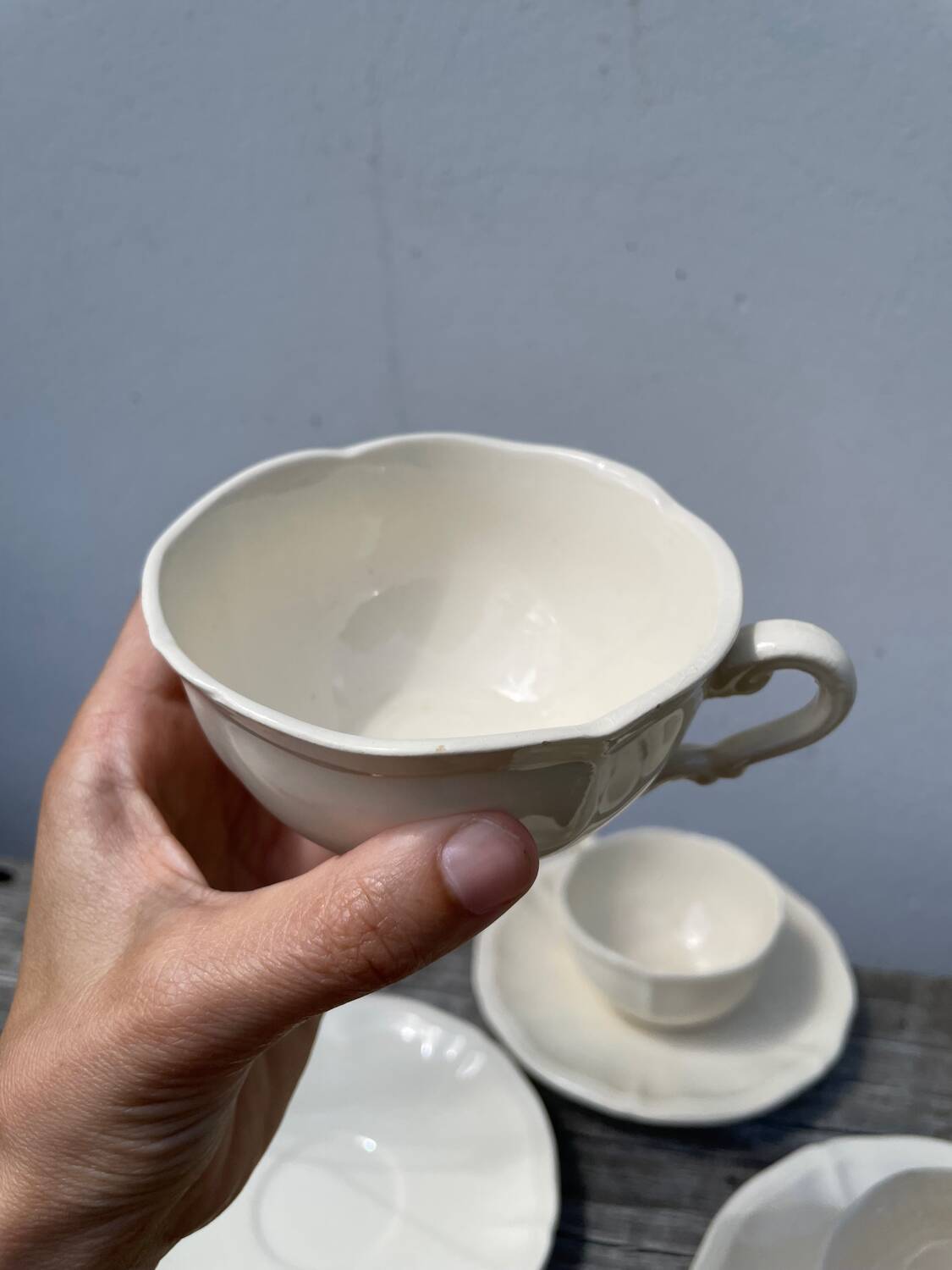 4 tasses beige Sarreguemines unies