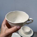 4 beige plain Sarreguemines cups