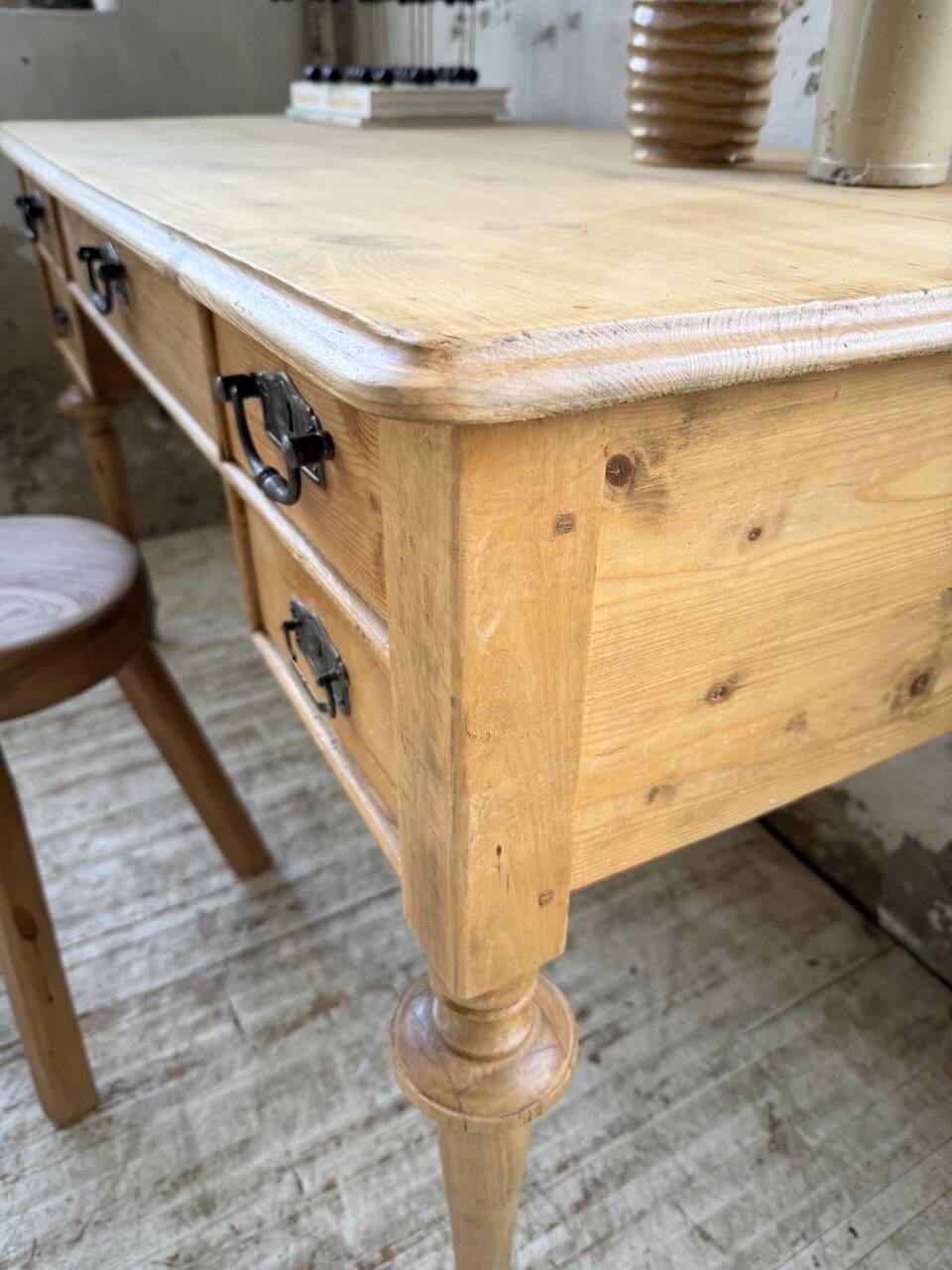 Blonde walnut desk and pine top 1900