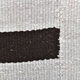 5x7 White Black Striped Turkish Vintage Rug 143x199Cm