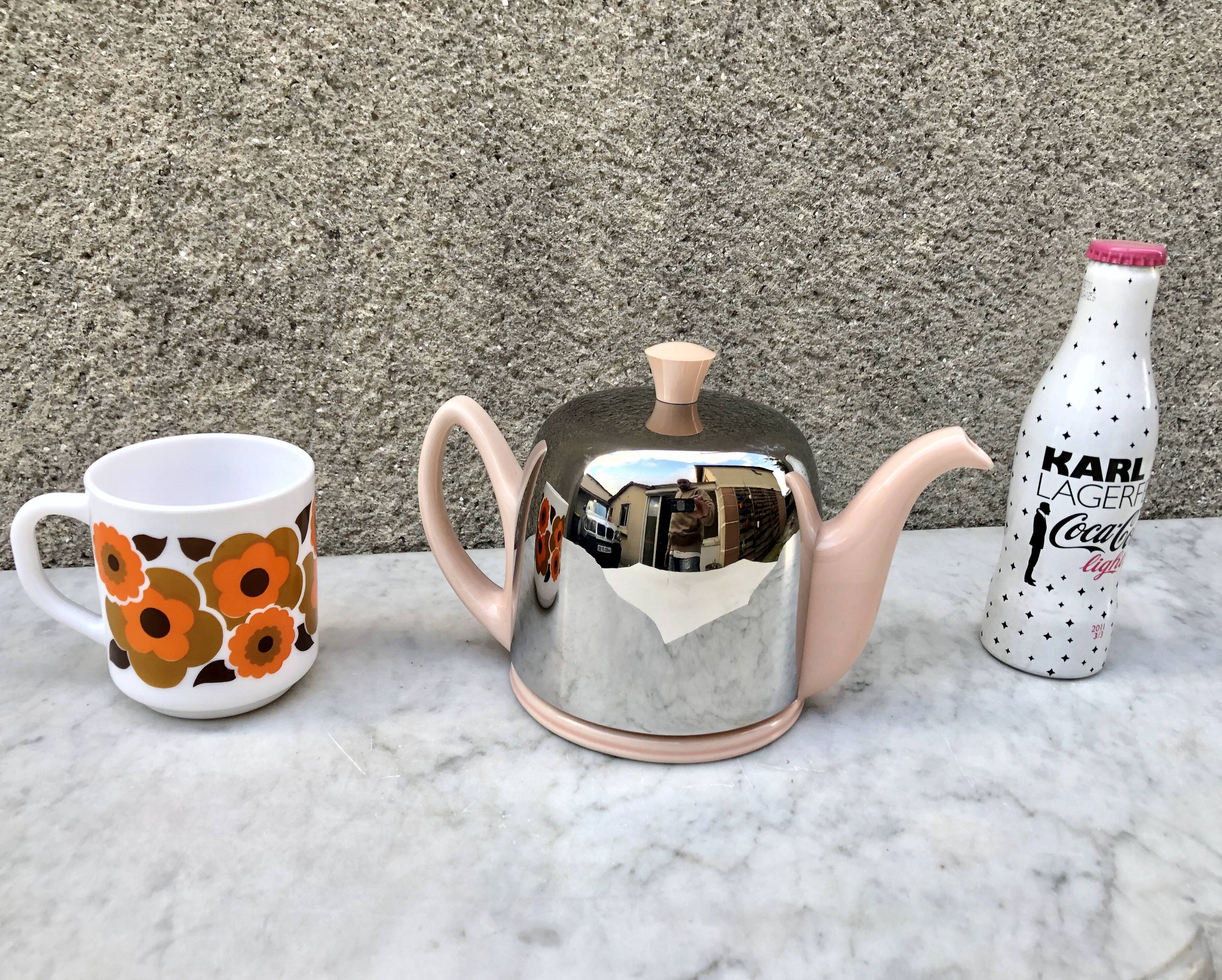 Heating teapot Salam Guy Degrenne 4 cups rare pink ceramic