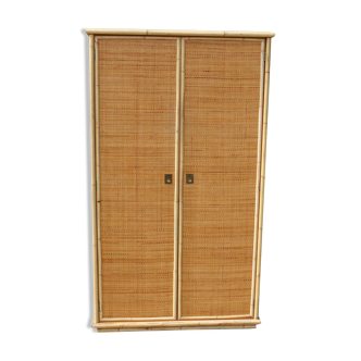 Two-door rattan wardrobe by Dal Vera
