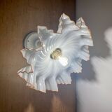 Vintage lampshade wall light in white opaline