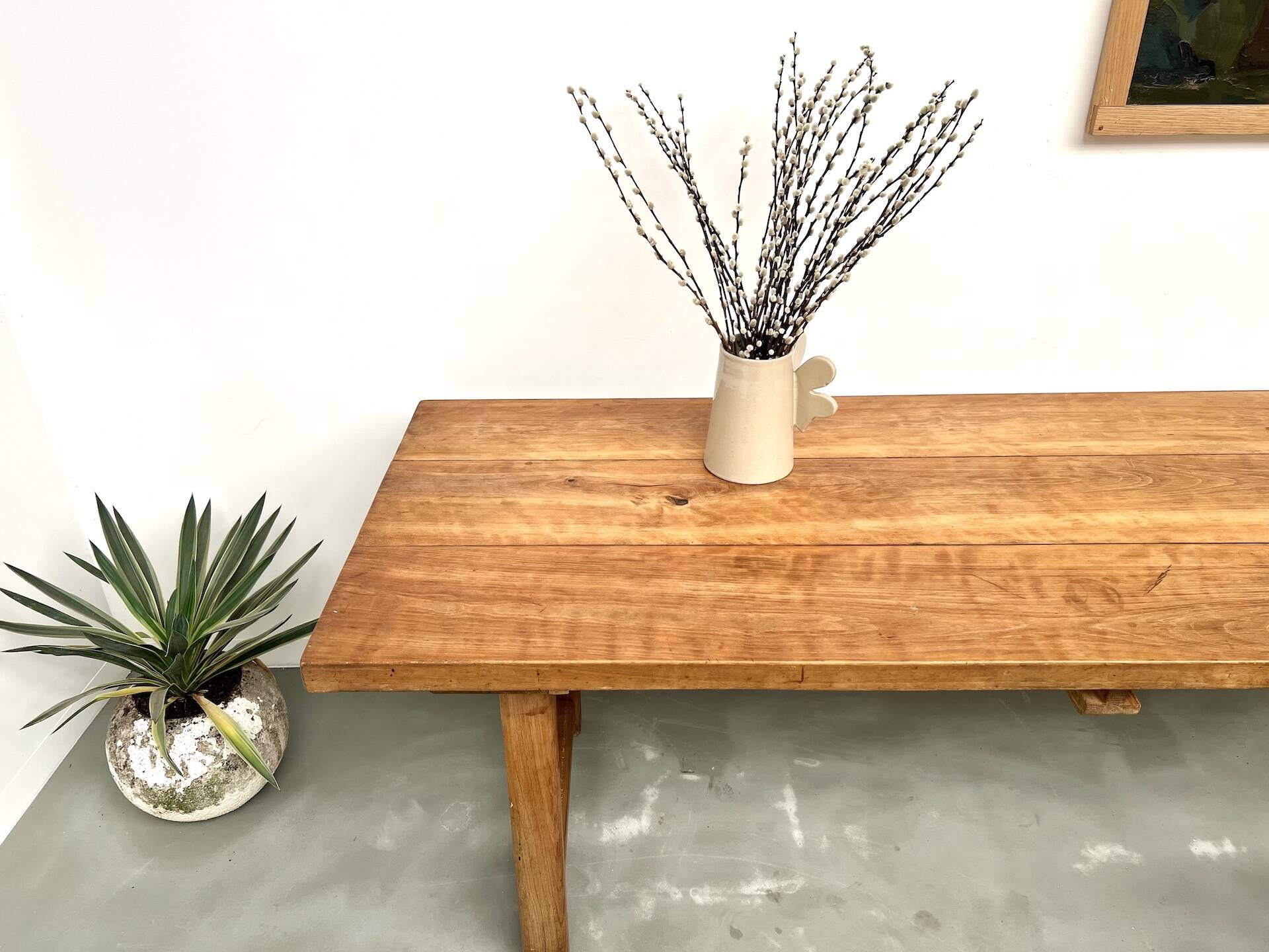 Large brutalist beech farmhouse table