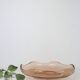 Round pink glass dish, empty pocket or salad bowl, molded glass, art deco