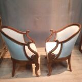 Pair of swan neck gondola armchairs