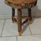 Vintage brutalist wooden stool