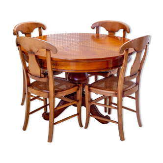 Solid wood table modifiable size and 4 chairs
