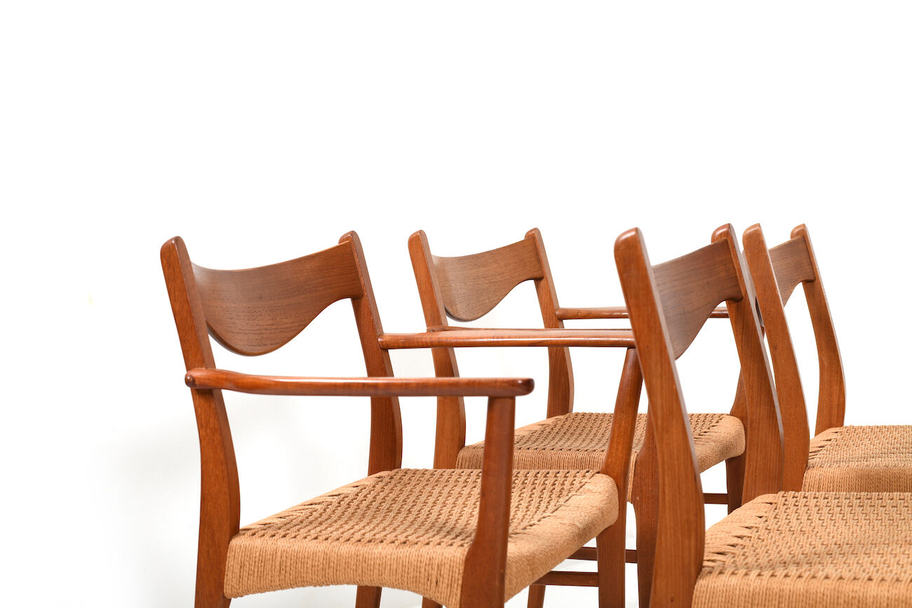 Danish teak dining chairs by Arne Wahl Iversen Glyngøre Stolefabrik