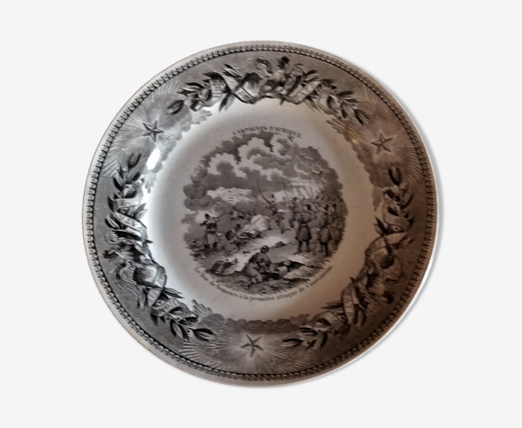 Assiette parlante à thème Montereau campagnes d'Afrique second Empire