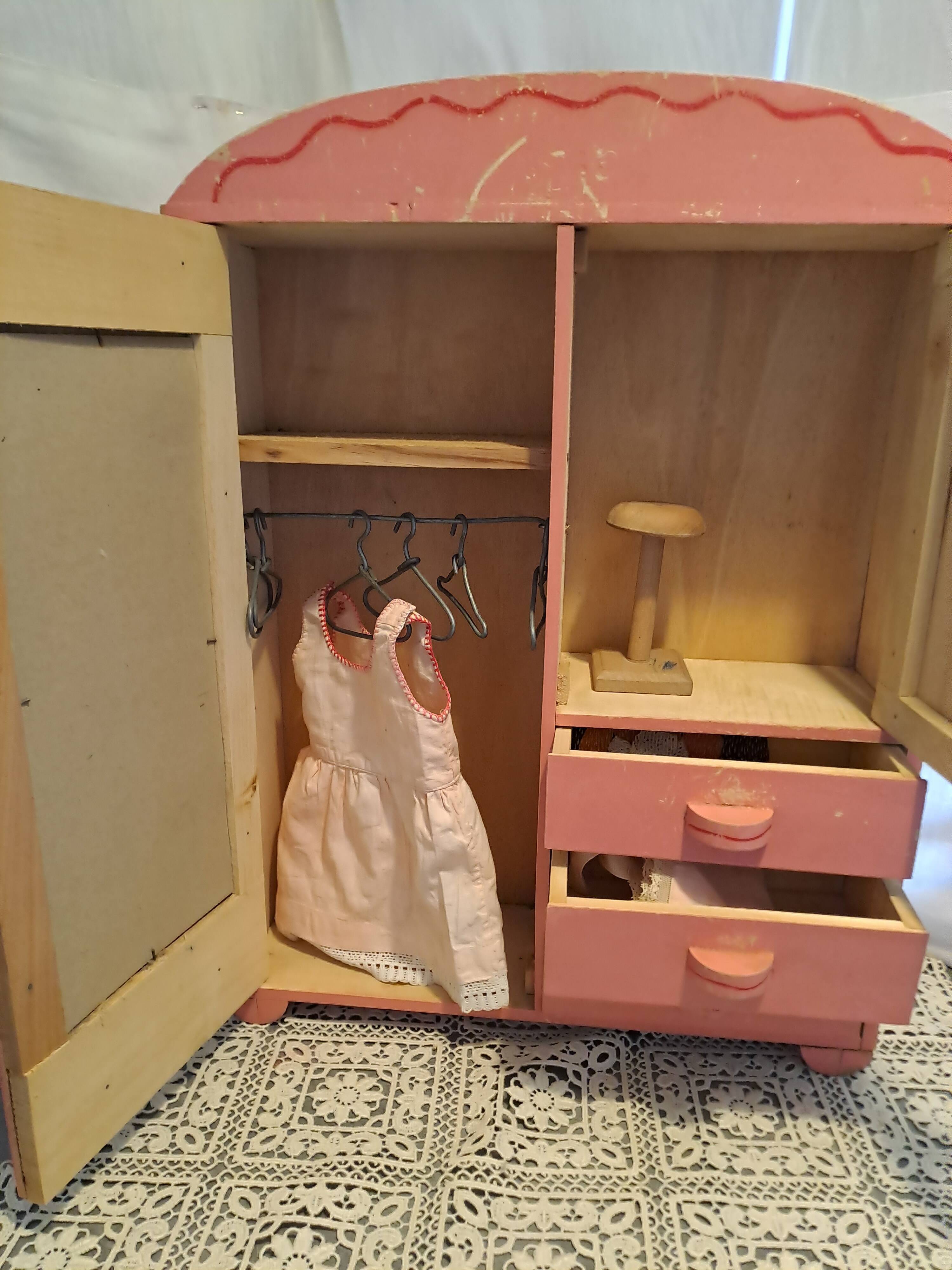 ROBOTIME – Armoire En Bois Pour Poupée 16-18 Pouces – Ballet Fairy, Rose, Avec Miroir, Portes Transparentes Et Cintres