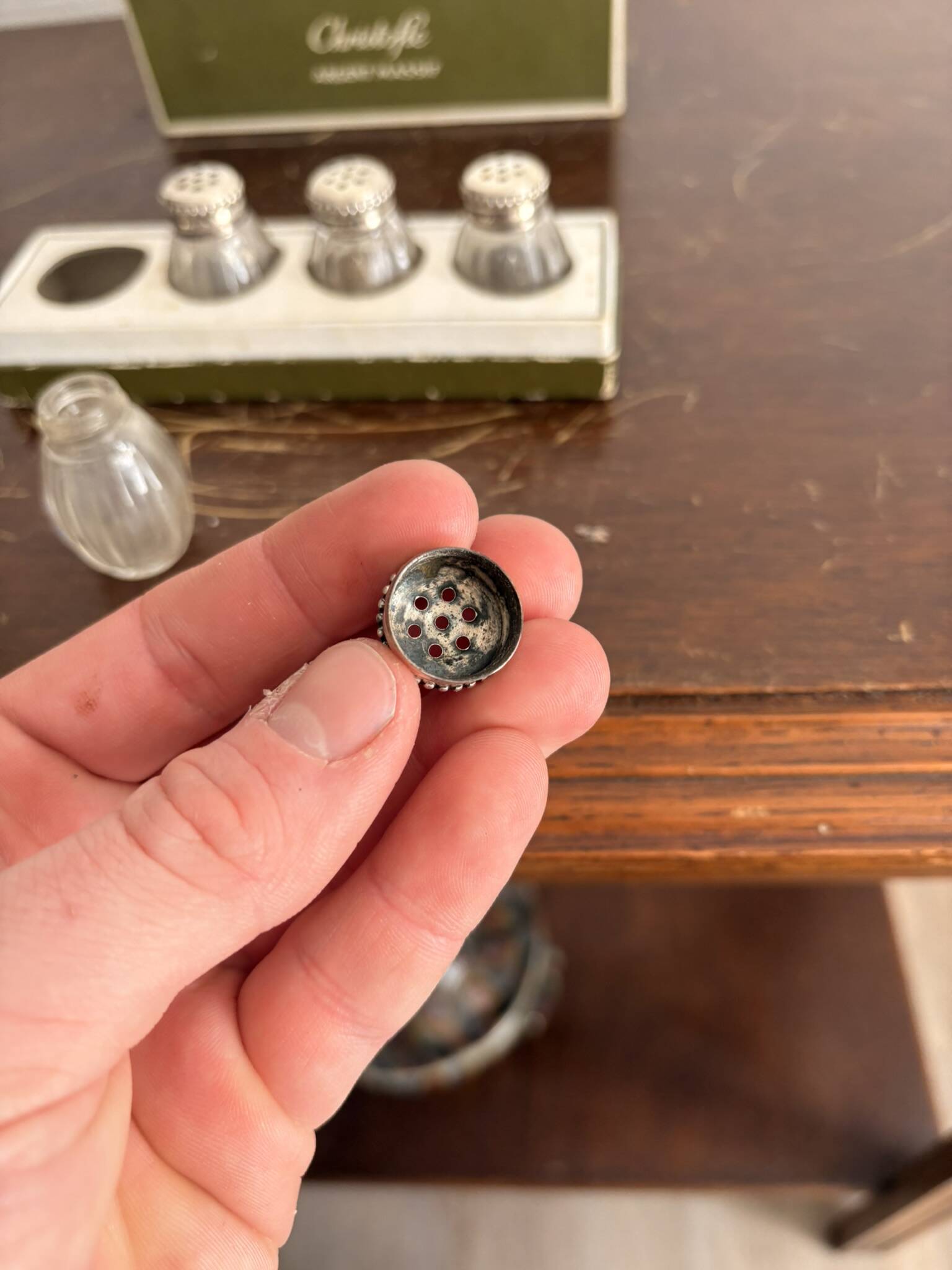 Antique Saleron Salt and Pepper Set Christofle Solid Silver Box