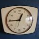 Vintage formica silent wall clock trapeze "Pale yellow Talgo"