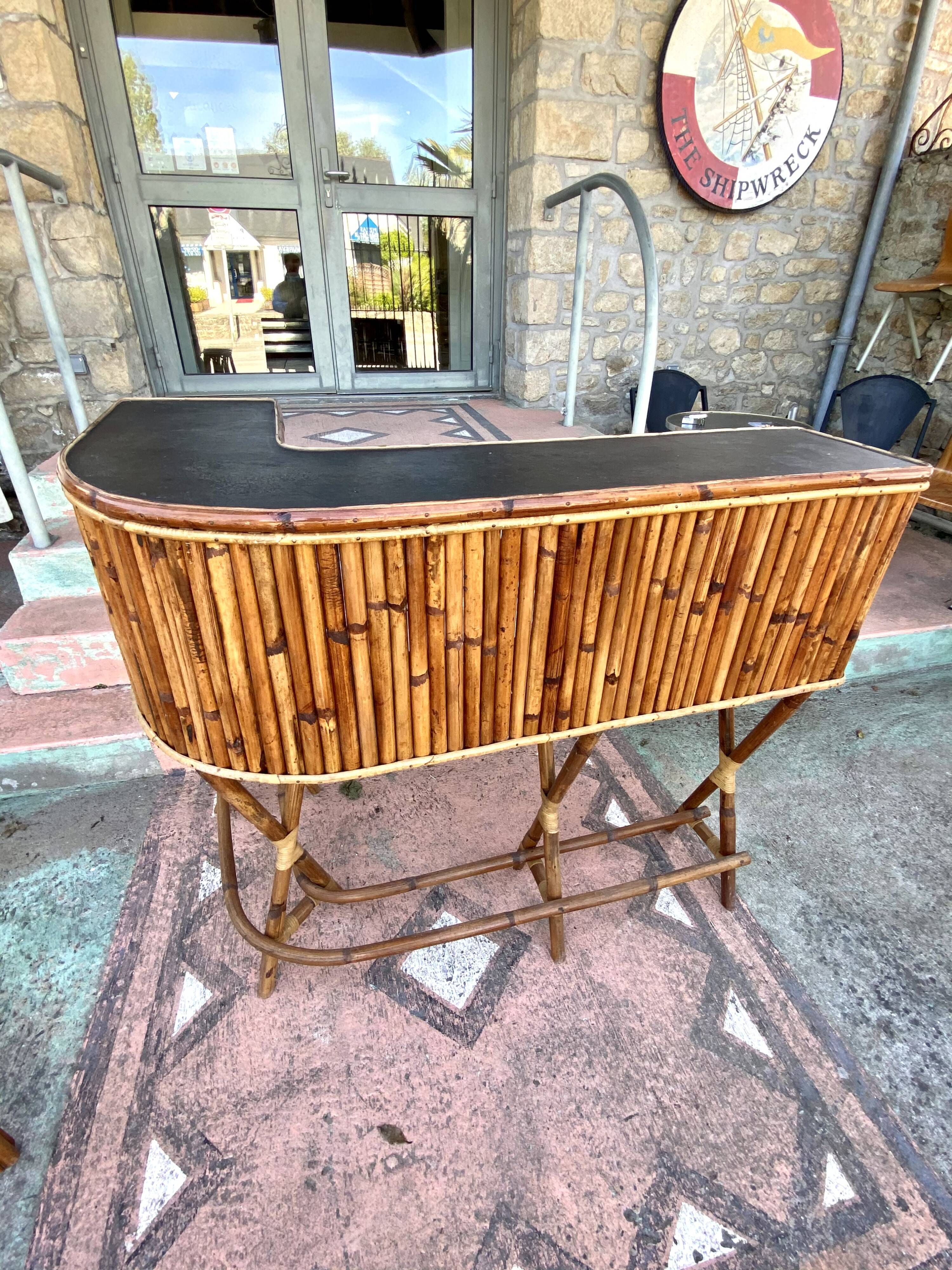 Vintage rattan bar around 1960