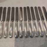 12 silver-plated Empire style table knives 25.3cm