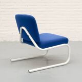 Postmodern Blue Tubular Frame Lounge Chair