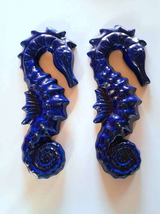 Pair of ceramic seahorses