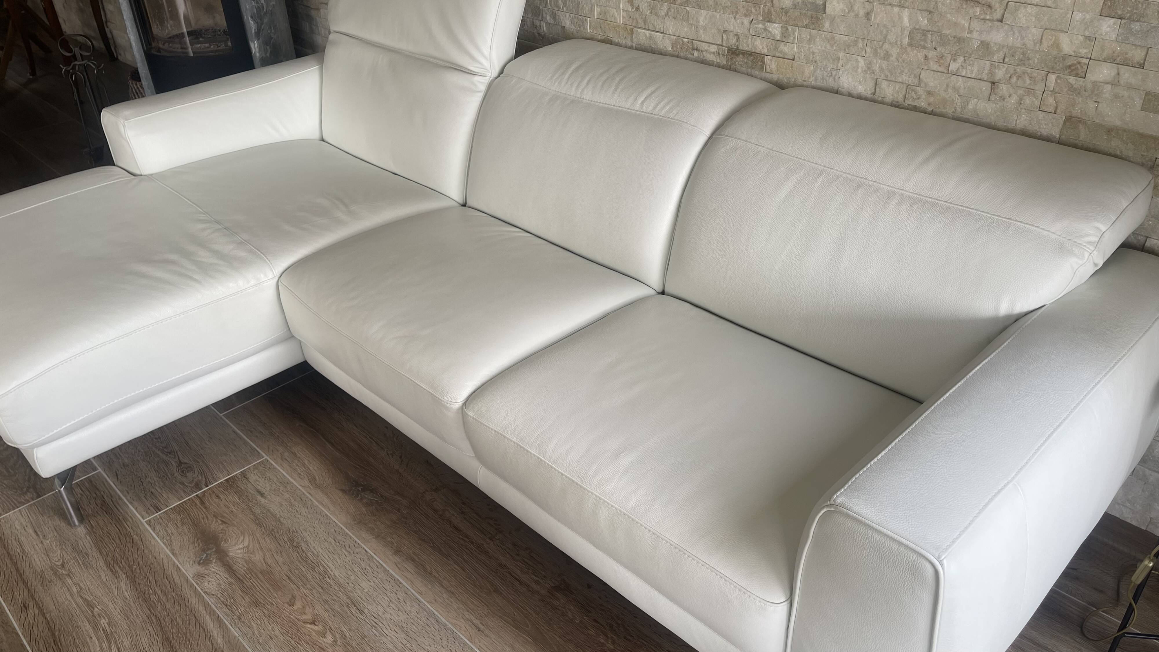White leather sofa