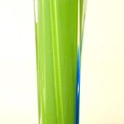 Vintage blown glass vase, twisted, blue and green, height: 39cm