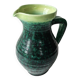 Green glazed ceramic pitcher Signed ACCOLAY