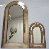 Two 70s patinated brass mirrors