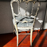 Restored Napoléon III chair in blue-grey floral.