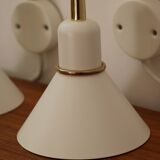 Pair of Scandinavian wall lights in white metal and gold metal
