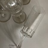 Product BHV Set of 9 crystal flutes sounding with short flat sides 1960