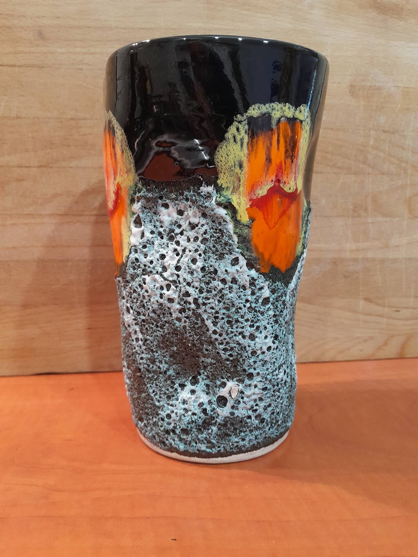 Vintage Vallauris vase "Sea Foam" Fat Lava