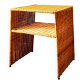 Wicker bedside table or side table from the 1960s.